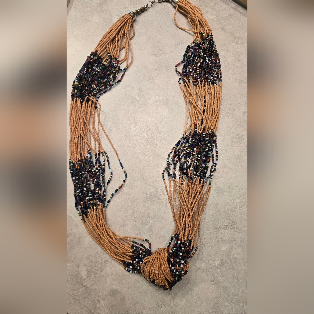 Multicolor Long Vintage Beaded Necklace